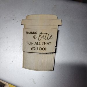 Wooden Coffee Cup Thank You Gift Card Holder